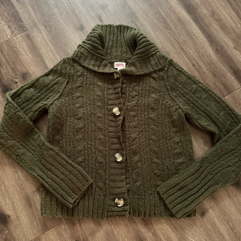 Mossimo Supply Co. Olive Cable Knit Cardigan